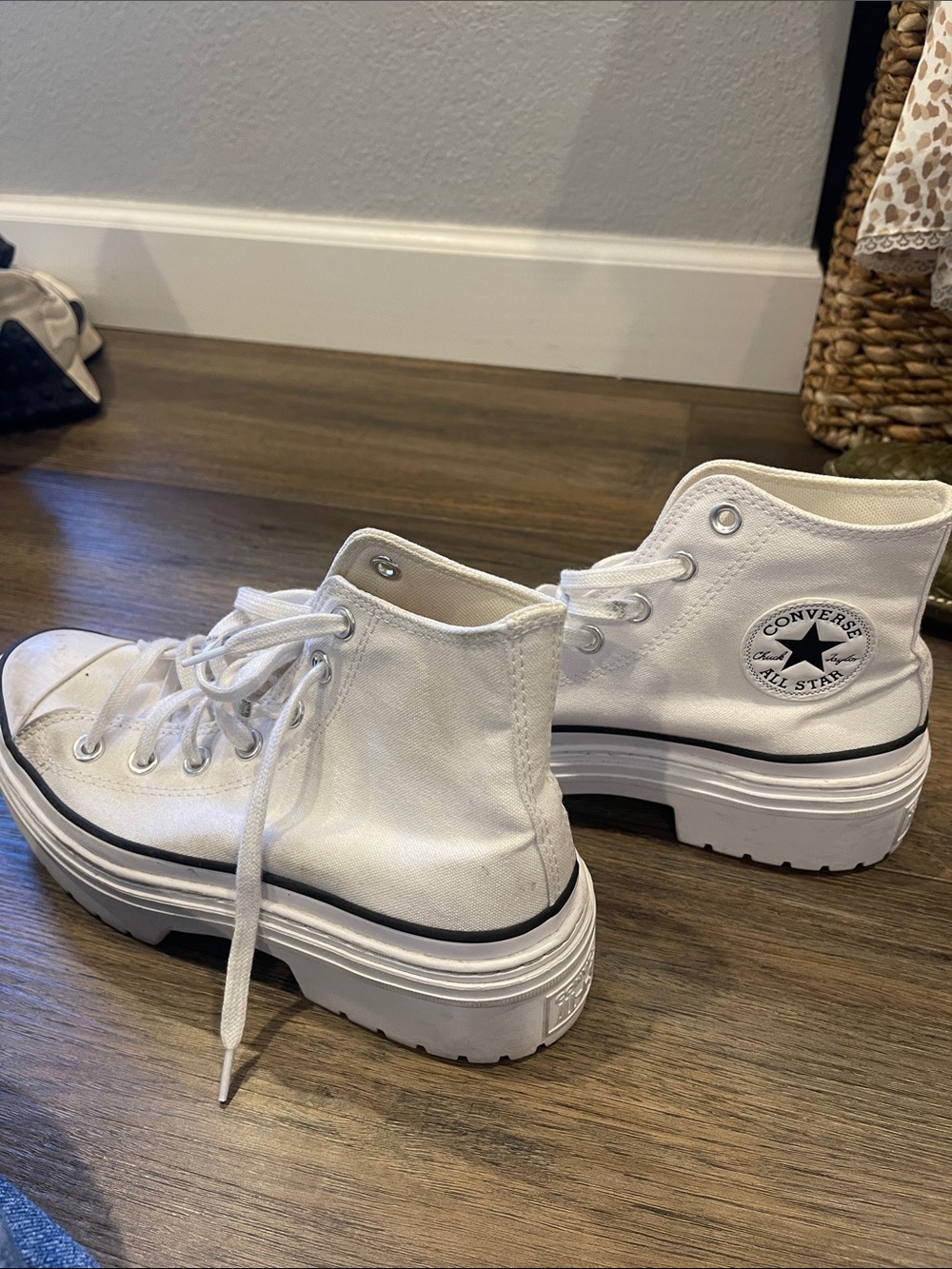 Converse White Platform High Top Sneakers